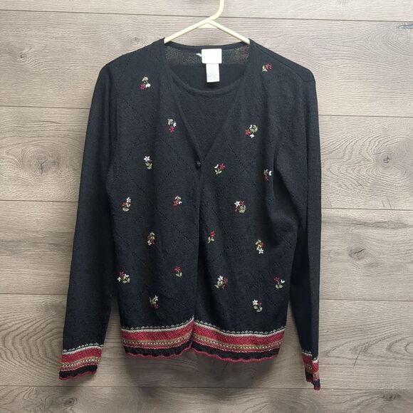 Koret Layered-Look Cardigan Sweater Floral Women's Size Small - Picture 1 of 10